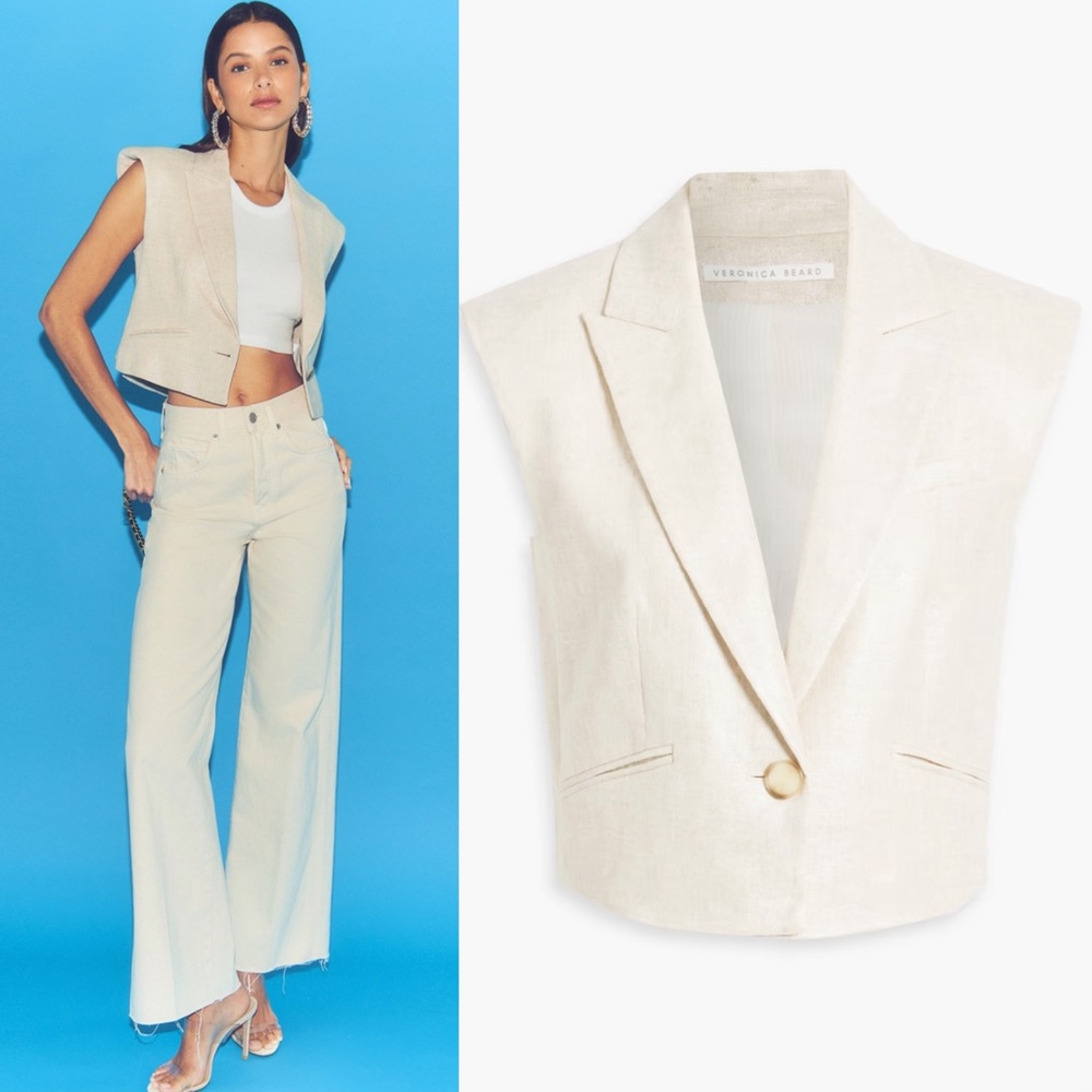 VERONICA BEARD Baxley linen-blend vest